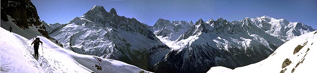 Skiing in the Aiguilles Rouges, Chamonix, France