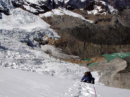 Climbing on Palcaraju Oeste