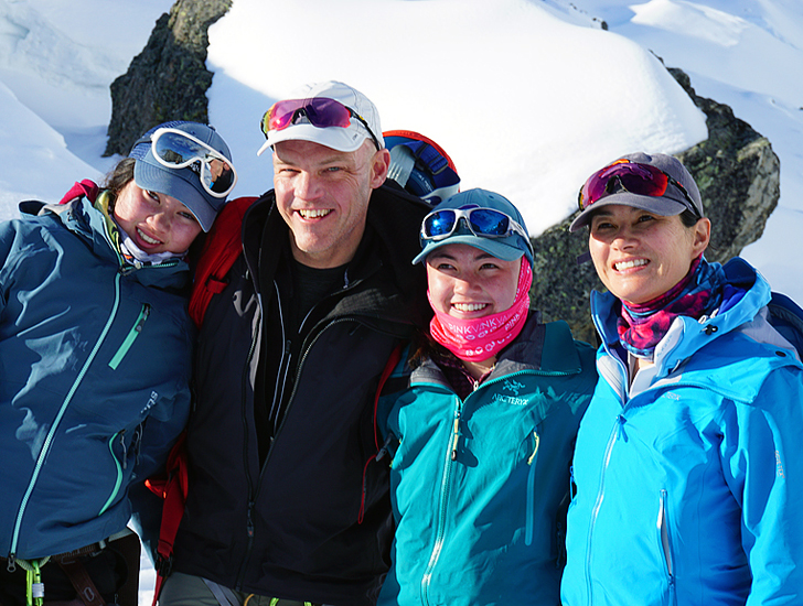 Emmie, Alec, Anwyn and Jean, Silvretta. April 17, 2019